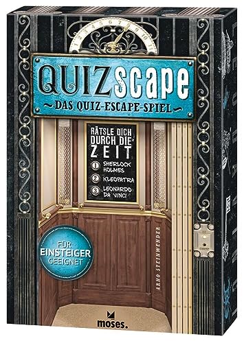 moses. QUIZscape – Das Quiz-Escape Spiel | Rätsle dich durch die Zeit l Das Escape-Game für Einsteiger l 3 spannende Zeitreise Stories für 2-5 Spieler ab 12 Jahren, Braun von moses