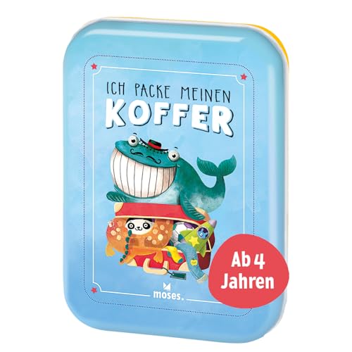 moses. Verlag GmbH 90352 Ich packe meinen Koffer | Der Spieleklassiker für Kinder ab 4 Jahren| Kinderbeschäftigung | Kartenset, Hellblau, White von moses