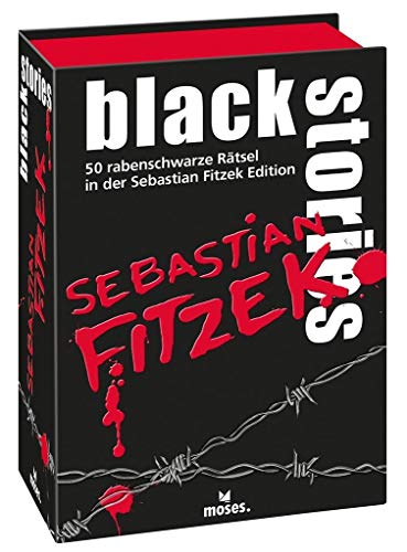 Moses 90073 black stories Sebastian Fitzek Edition – Das Spiel , 50 rabenschwarze Rätsel aus dem Reich des Thriller-Autors , Das Krimi Kartenspiel, 12 bis 99 Jahre von moses