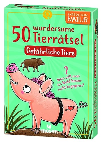 moses. 9830 Expedition Natur: 50 wundersame Tierrätsel – Gefährliche Tiere, Tierquiz für Kinder, Ratespiel ab 8 Jahren rund um Löwe, Schlange und Co, Mehrfarbig von moses