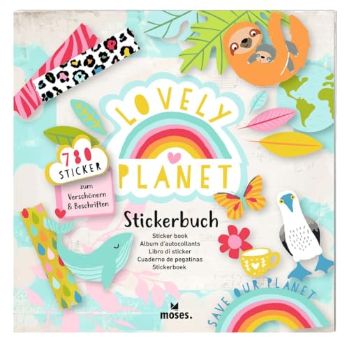 moses. Lovely Planet Stickerbuch – über 750 Sticker auf 30 Seiten im Büchlein, Schmucksticker, Icons, Symbole und Zeichen, Aufkleber zum Verschönern und Beschriften von Geschenken und DIY-Projekten von moses