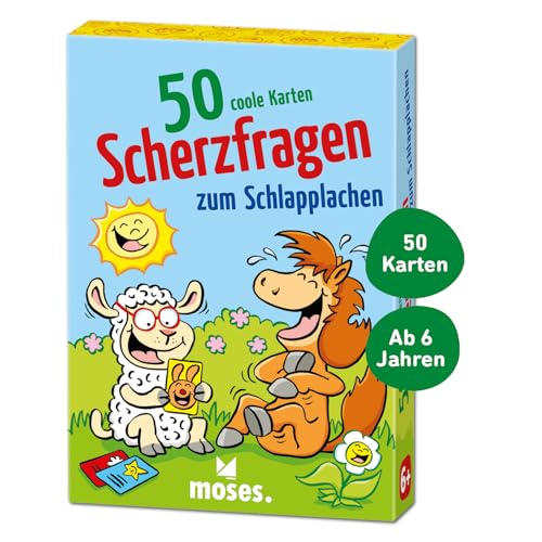 moses. 50 Coole Karten – Scherzfragen zum Schlapplachen, 50 Karten mit witzigen Scherzfragen für Kinder ab 6 Jahren, Witze-Sammlung für Jung und Alt von moses