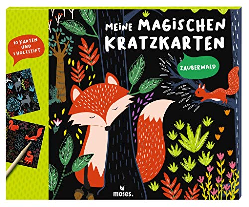 Moses. 3102 Meine magischen Kratzkarten Zauberwald | 10 Kratzbilder mit Holzstift | Malset zum Basteln am Kindergeburtstag | Scratch Art | Für Kinder ab 4 Jahren, bunt von moses