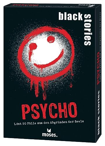 moses. Black Stories Psycho - 50 Rätsel mit Fällen aus den Abgründen der Seele, Krimi Kartenspiel mit Spielvariante und Punktechips, Rätselspiel für Jugendliche und Erwachsene von moses