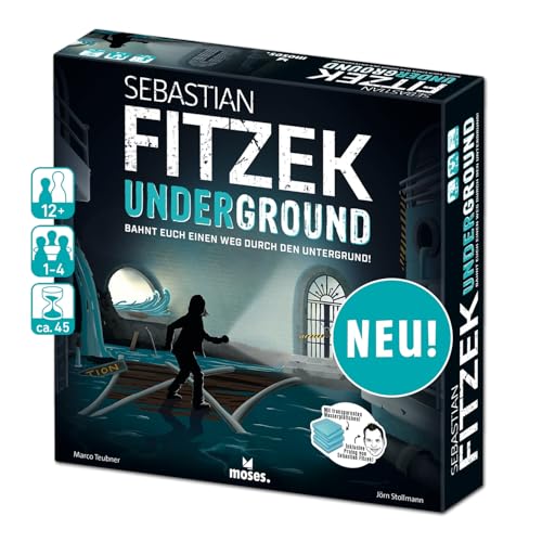 moses 90179 Fitzek Underground, 3D-Thriller-Spiel für Escape-Game Fans kooperatives Gesellschaftsspiel von Marco Teubner mit versch. Schwierigkeitsgraden ab 12 Jahren, schwarz von moses