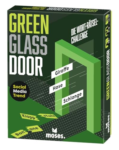 moses. Green Glas Door, spannendes Rätselspiel zum Social Media Trend, kooperatives und kompetitives Wortsuchspiel, Wort-Rätsel-Challenge für Schnelldenker ab 12 Jahren und 2-8 Spieler von moses