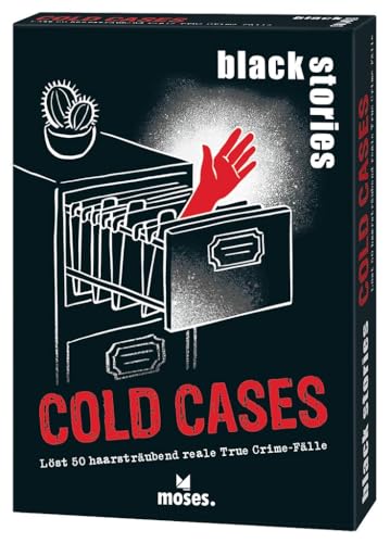 moses. Black Stories Cold Cases – 50 Reale, ungelöste True Crime-Fälle, Rätselspiel mit Wahren Kriminalfällen und Verbrechen, Krimi Kartenspiel für Jugendliche und Erwachsene ab 12 Jahren von moses