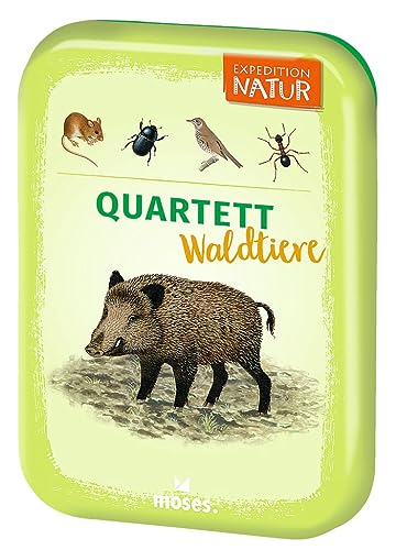 moses. Expedition Natur Quartett Waldtiere, Kartenspiel für Kinder, Reisespiel in kompakter Blechdose für unterwegs, Kinderspiel ab 8 Jahren, Yellow von moses