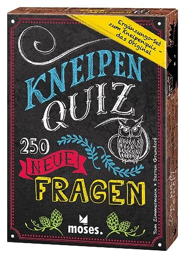 moses. Kneipenquiz – 250 neue Fragen, Pub-Quiz für einen geselligen Quizspiel-Abend, 1. Ergänzungsset mit 250 neuen Fragen, Gesellschaftsspiel für Erwachsene ab 16 Jahren von moses