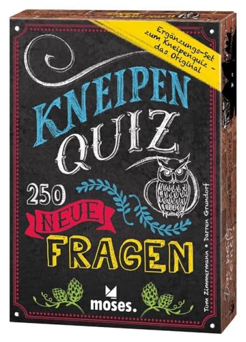 moses. Kneipenquiz – 250 neue Fragen, Pub-Quiz für einen geselligen Quizspiel-Abend, 1. Ergänzungsset mit 250 neuen Fragen, Gesellschaftsspiel für Erwachsene ab 16 Jahren von moses