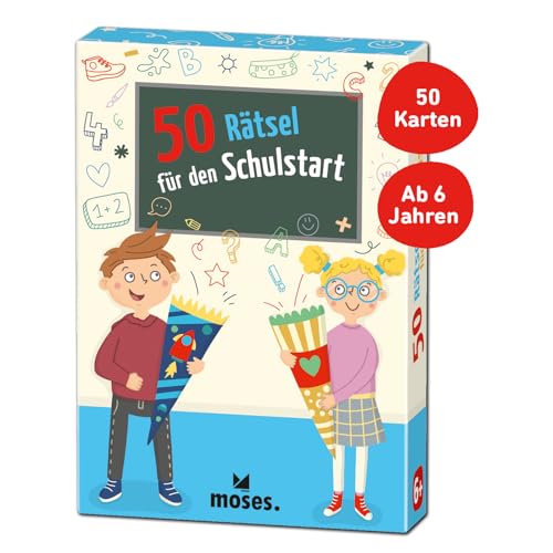 moses. 30248 50 Rätsel für den Schulstart | Kinderbeschäftigung | Kartenspiel, Yellow von moses