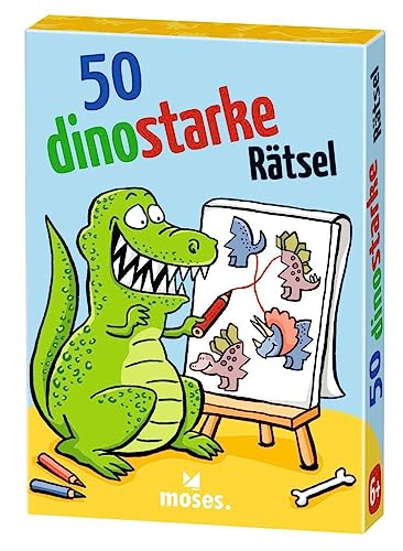 moses. 50 dinostarke Rätsel, Karten-Rätsel mit spannenden Informationen, Für kleine Dino-Fans ab 6 Jahren, Yellow von moses