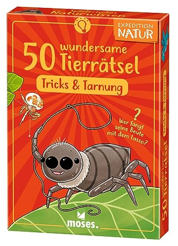 moses. 4033477098665 Expedition Natur: 50 wundersame Tierrätsel – Tricks & Tarnung, Tierquiz für Kinder, Ratespiel ab 8 Jahren rund um besondere Tier-Fähigkeiten, Yellow von moses