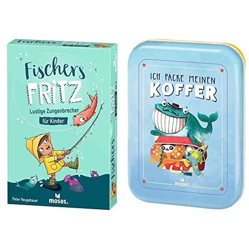 moses. 90387 Fischers Fritz, Zungenbrecher Kartenspiel zur Sprachförderung, Kinderspiel für Grundschüler & Verlag GmbH 90352 Ich packe Meinen Koffer | Kinderbeschäftigung | Kartenset, Hellblau von moses