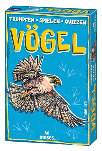 moses. 90397 Spielen – Quizzen Vögel, Trumpf-Kartenspiel für Kinder ab 8 Jahren, 3 in 1 Spielebox mit 50 Spielkarten, Mehrfarbig von moses