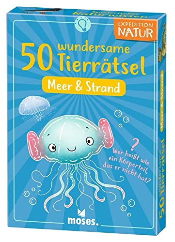 moses. 9841 Expedition Natur: 50 wundersame Tierrätsel-Meer & Strand, Ratespiel über Meerestiere, Wissens-Quiz für Kinder ab 7 Jahren, Bunt, Klein von moses