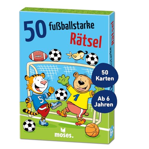 moses. 50 fußballstarke Rätsel, lustiges Rätselspiel rund um Fußball, Rätselspaß für kleine Fußballfreunde ab 6 Jahren, Suchbilder, Labyrinthe und Wortspiele zum Thema Fußball von moses