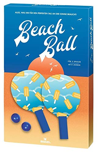 moses. Beach Ball – Strandspiel im Retro-Design, Ballspiel für Zwei Personen, Beach Ball Set mit 2 Holzschlägern und 2 Bällen von moses