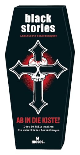 moses. Black Stories Ab in die Kiste! 50 Fälle rund um die skurrilsten Beerdigungen – rabenschwarzes Rätselspiel in Sargbox mit Soundeffekt, absurde & wahre Todesfälle für 2 + Spielende ab 12 Jahren moses. Black Stories Ab in die Kiste! 50 Fälle rund um die skurrilsten Beerdigungen – rabenschwarzes Rätselspiel in Sargbox mit Soundeffekt, absurde & wahre Todesfälle für 2 + Spielende ab 12 Jahren von moses