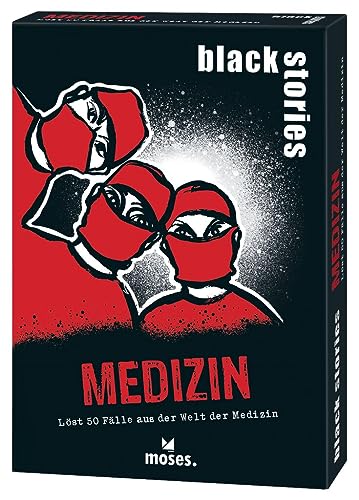 moses. Black Stories Medizin, 50 Rätsel aus der Welt der Medizin, Krimi Kartenspiel mit Spielvariante und Punktechips, Rätselspiel von moses