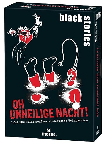 moses. Black Stories Oh, unheilige Nacht! – 100 Rätsel mit Fällen rund um mörderische Weihnachten, Krimi Kartenspiel mit Spielvariante und Punktechips, Rätselspiel für Jugendliche und Erwachsene von moses