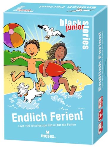 moses. Black Stories junior – Endlich Ferien! XXL-Rätselspaß mit 100 Reise-Rätseln für Kinder ab 8 Jahren, 100 Karten mit Kinderrätseln für eine spannende Ferienzeit von moses