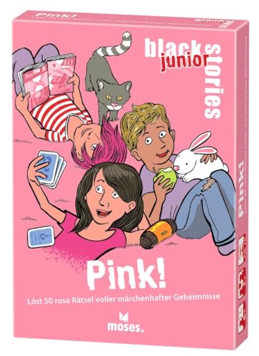 Moses. Black Stories junior Pink! – 50 rosa Rätsel voller märchenhafter Geheimnisse, Rätsel Kartenspiel mit Spielvariante und Punktechips, Rätselspiel für Kinder ab 8 Jahren von moses