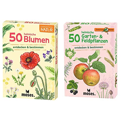 moses. Expedition Natur - 50 heimische Blumen | Bestimmungskarten im Set & 9779 Expedition Natur 50 heimische Garten und Feldpflanzen | Bestimmungskarten im Set | Mit spannenden Quizfragen von moses