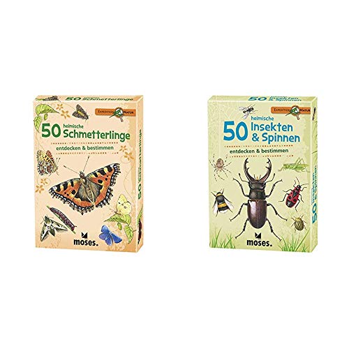 moses. Expedition Natur - 50 heimische Schmetterlinge| Bestimmungskarten im Set | Mit spannenden Quizfragen & Expedition Natur - 50 heimische Insekten und Spinnen| Bestimmungskarten im Set von moses