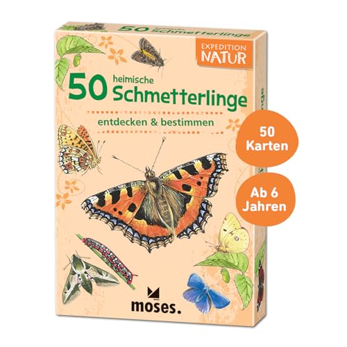 moses. Expedition Natur - 50 heimische Schmetterlinge| Bestimmungskarten im Set | Mit spannenden Quizfragen von moses