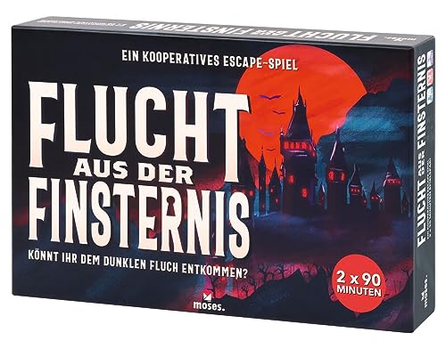 moses 90158 Flucht aus der Finsternis-EIN kooperatives Horror Spiel, interaktive Escape-Action in gruseliger Atmosphäre, 2 x 90 Minuten Spielspaß, Exit Game für 1-6 Personen ab 14 Jahre, Yellow von moses