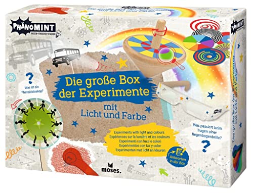 moses. PhänoMINT Die große Box der Experimente,Licht und Farbe entdecken,Experimentier-Set mit spektakulären optischen Täuschungen für clevere Kids,Lernspielzeug Kinder,30341,Mehrfarbig, Mittel von moses