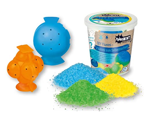 moses. PhänoMINT Flummi selber Machen – DIY-Set zum Flummis selbst herstellen, Experimentierset für Kinder ab 8 Jahren, mit 2 Formen und 3 Farben zum Mixen und Muster kreieren (Blau) von moses