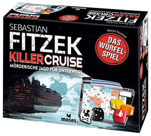 moses 90144 Sebastian Fitzek Killercruise-Das Würfelspiel, innovatives Escape Spiel für unterwegs, packendes Roll & Write Abenteuer für Einsteiger & Profis ab 12 Jahren, Mehrfarbig von moses