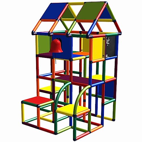 Move and stic Kletterturm Ella XXL Spielhaus mit Glocke, Briefkasten und Maltafel Mehrfarbig Multicolor 6211 von move and stic