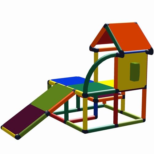 move and stic Spielhaus KUNO mit Kleinkindrutsche und Telefon Multicolor 6503 von move and stic