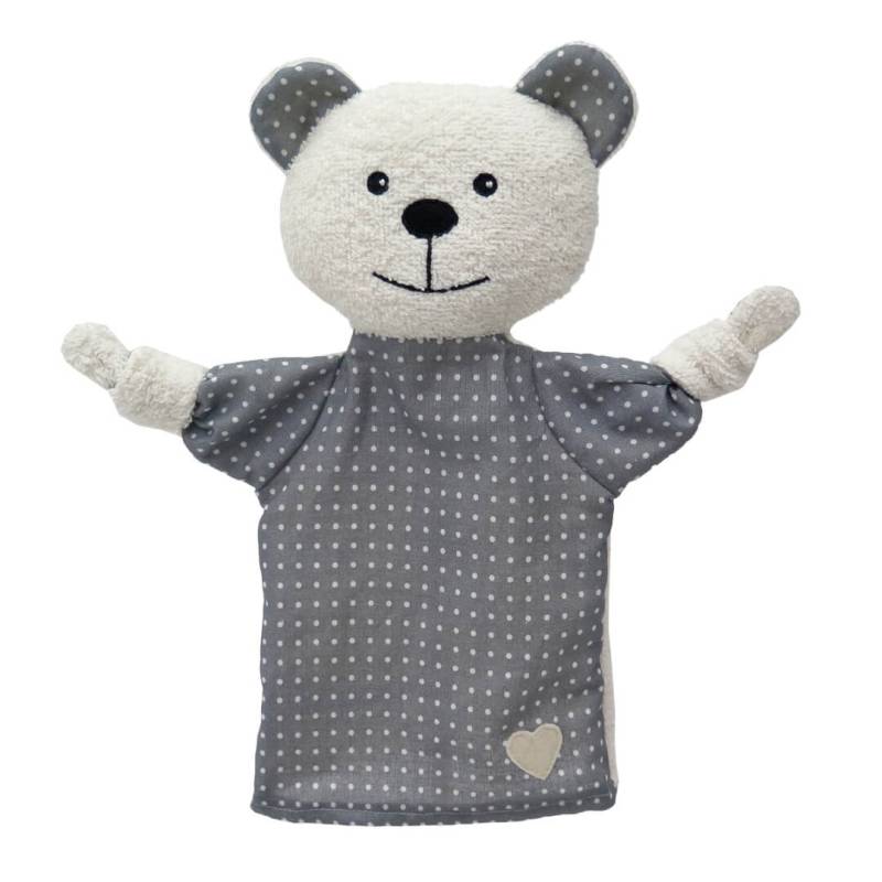 Teddybär 28 cm grau, Frotteehandpuppe von munabo