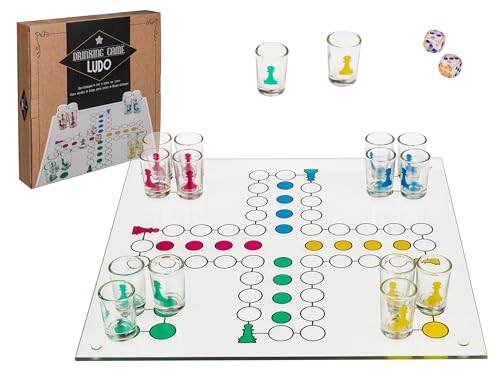 mucHome Glasbrettspiel Trinkspiele Partyspiele Brettspiele Glastrinkspiel (Ludo) von mucHome