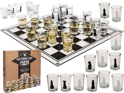 mucHome Glasbrettspiel Trinkspiele Partyspiele Brettspiele Glastrinkspiel (Schach) von mucHome