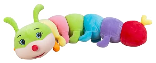 mucHome Kuscheltier Plüschtier, super weich, Spandex Bezug, Schmusetier, flauschig (Kunterbunte Raupe 90cm) von mucHome