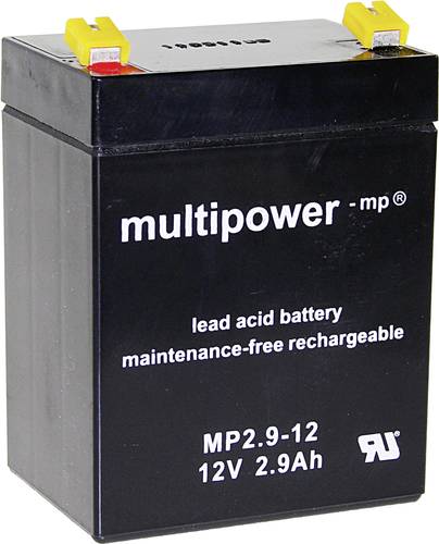 Multipower MP2,9-12 A97275 Bleiakku 12V 2.9Ah Blei-Vlies (AGM) (B x H x T) 79 x 107 x 56mm Flachstec von MULTIPOWER