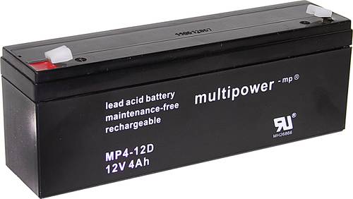 Multipower MP4-12D A97402 Bleiakku 12V 4Ah Blei-Vlies (AGM) (B x H x T) 195 x 76 x 47mm Flachstecker von MULTIPOWER