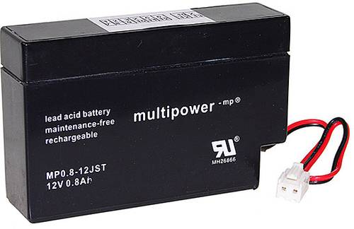 Multipower PB-12-0,8-JST MP0,8-12 Bleiakku 12V 0.8Ah Blei-Vlies (AGM) (B x H x T) 96 x 62 x 25mm JST von MULTIPOWER