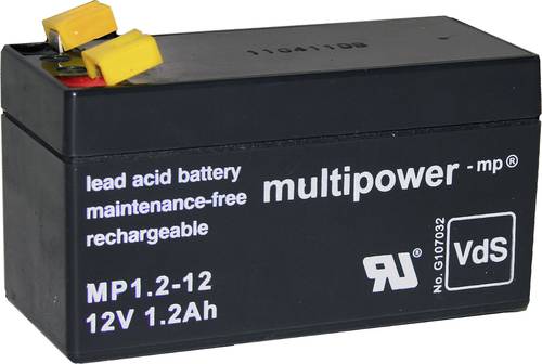 Multipower PB-12-1,2-4,8 MP1,2-12 Bleiakku 12V 1.2Ah Blei-Vlies (AGM) (B x H x T) 97 x 59 x 43mm Fla von MULTIPOWER