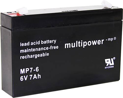 Multipower PB-6-7-4,8 MP7-6 Bleiakku 6V 7Ah Blei-Vlies (AGM) (B x H x T) 151 x 100 x 34mm Flachsteck von MULTIPOWER