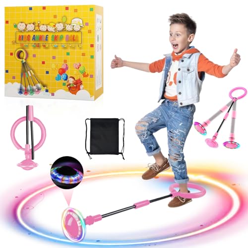 Kinder Blinkender Springring,Faltbarer Flash Jumping Ball Swing Wheel mit Lichtrad Spiele Sport Sprungball Ankle Skip Ball Fußkreisel Geschenke für Mädchen von 6, 7, 8, 9 nnd 10 Jahren von mumba