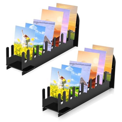 Kartenständer,2 Stück Grußkarten-Präsentationsständer,12-stöckige Acryl-Kartenregal,Rechteckiger Kartenregal Postkartenständer,Display-Ständer für Grußkarten Fotodisplay Verkaufstisch (Schwarz) von mumisuto