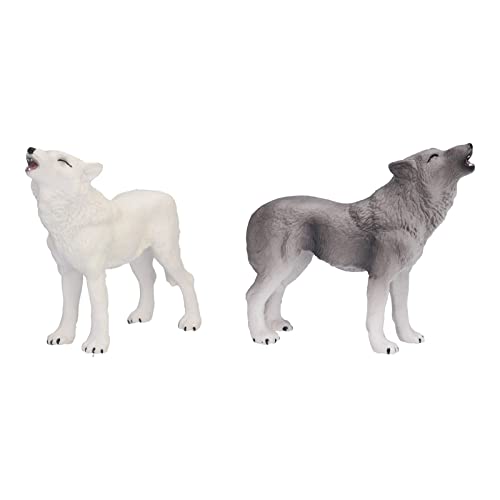 mumisuto Wolf Spielzeug, 2 Stück Heulender Wolf Actionfigur Figuren Spielzeug Heulender Wolf Tiermodell Lerngeschenke Kuchendeckel Weihnachten Geburtstagsgeschenk für Jungen und Mädchen von mumisuto