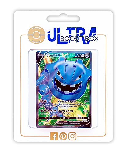 my-booster SWSH04-FR24-UB-176 Steelix V (Stahlos V) 176/185 Full Art-Ultraboost X Epée et Bouclier, 4 Voltage Éclatant, Box mit 10 französisch Pokémon-Karten von my-booster