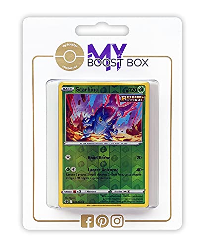 my-booster SWSH06-FR24-MB-006 Scarhino (Skaraborn) 006/198 Fokussierter-Angriff Wendbare Holo, Myboost X Epée et Bouclier 6 Règne de Glace, Box mit 10 französisch Pokémon-Karten von my-booster